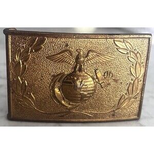 Marines Vintage Pre-1955 USMC Staff NCO Blue Waist Plate Brass Belt Buckle EGA